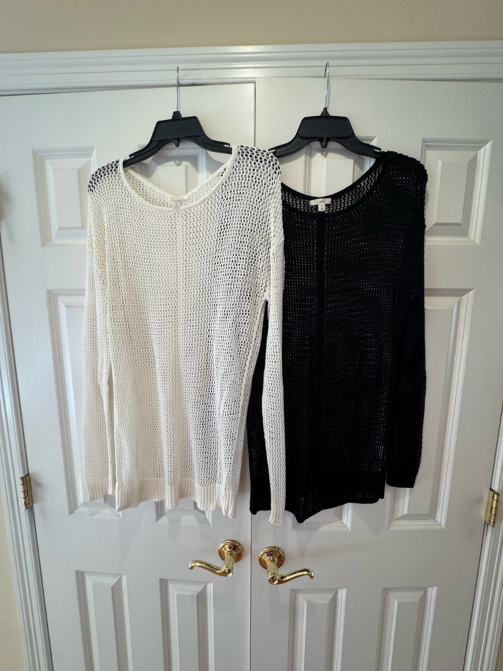 Caslon Open-Knit Crew Sweater Duo - White and Black